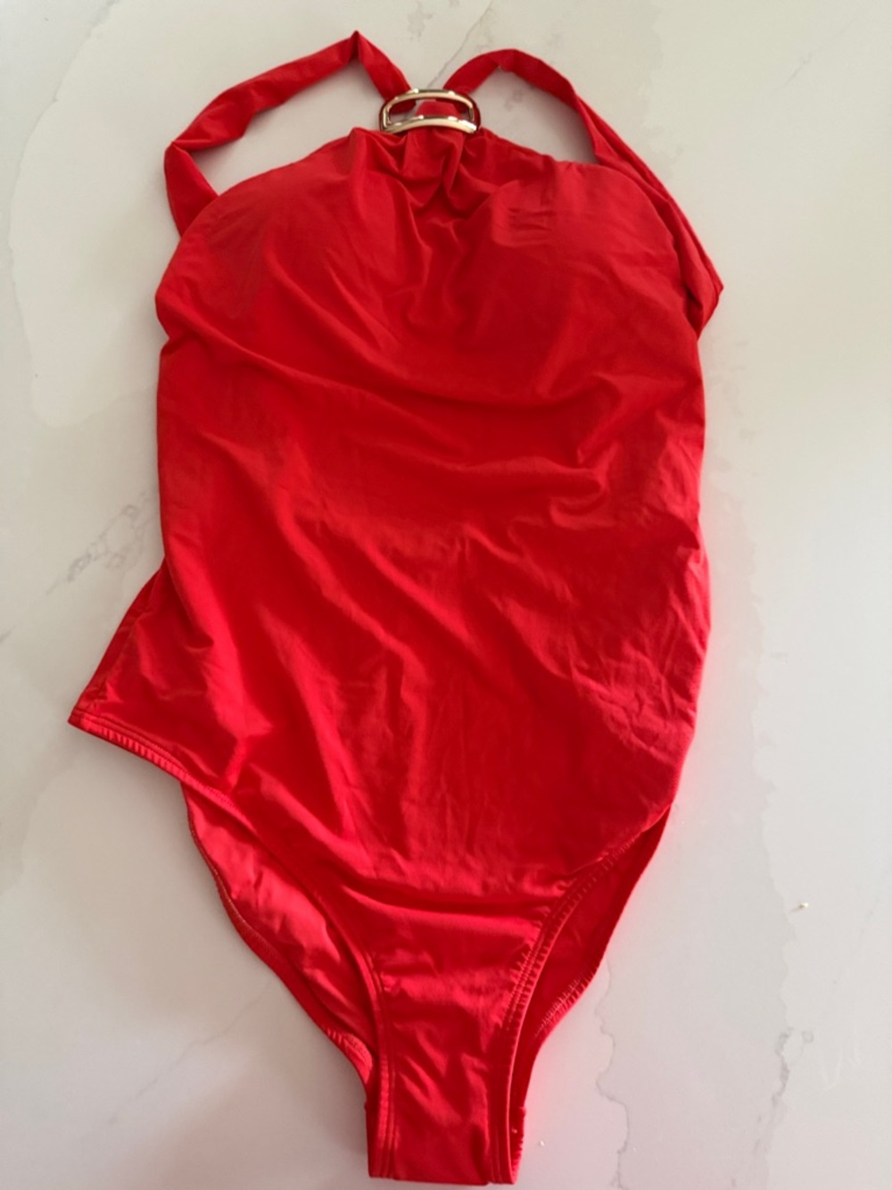 Red One-Shoulder Halter One-Piece Swimsuit.   NWT